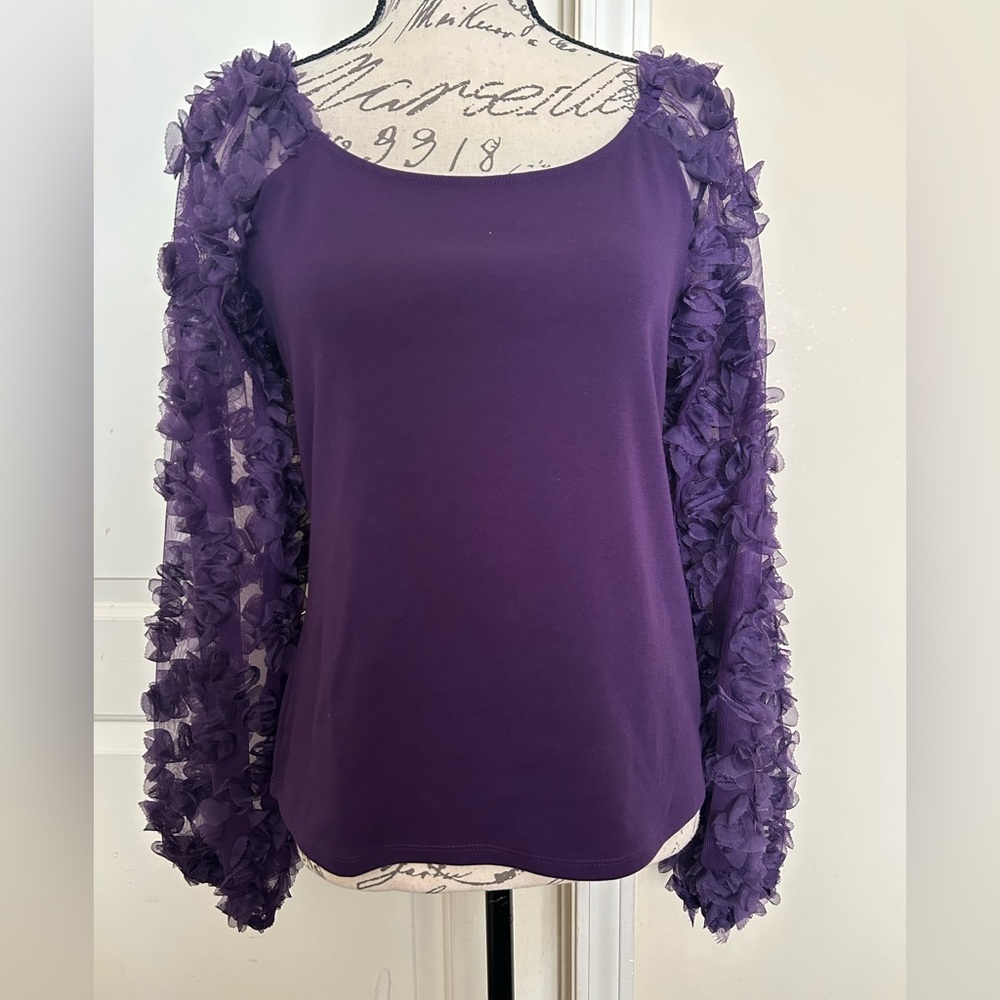 Marc New York: Purple Ruffled Sleeves Top